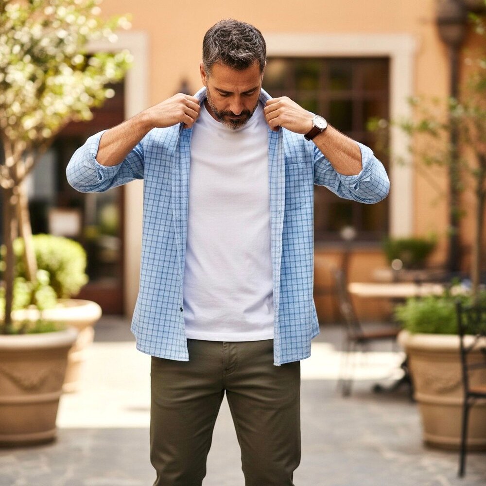 Arrow Shirt Blue Plaid Long Sleeve Button Up Wrinkle Free Pocket Mens Large